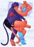 anthro clothing cuddling duo fur male male/male sleeping underwear staryzzard deli_guy manic_the_monkey haplorhine mammal monkey primate absurd_res hi_res