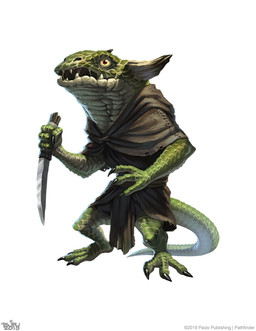 3_toes 4_fingers anthro brown_clothing claws clothing dagger feet fingers green_body green_scales holding_dagger holding_melee_weapon holding_object holding_weapon horn male melee_weapon open_mouth red_eyes scales simple_background solo standing tail toes weapon white_background brian_valeza paizo pathfinder kobold kobold_(pf2e) scalie 2019 digital_media_(artwork) hi_res official_art