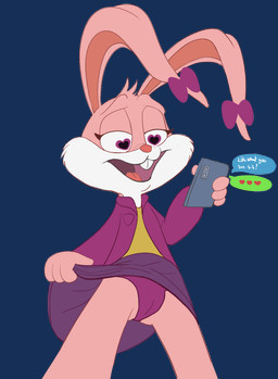 anthro biped bottomwear buckteeth camel_toe cellphone clothed clothing clothing_lift countershade_face countershading ear_bow electronics female floppy_ears front_view green_clothing green_shirt green_topwear half-closed_eyes heart_eyes heart_symbol holding_cellphone holding_object holding_phone implied_incest jacket loli looking_at_cellphone looking_at_object looking_at_phone narrowed_eyes on_model open_mouth panties phone pink_body pink_nose purple_bottomwear purple_clothing purple_jacket purple_panties purple_skirt purple_topwear purple_underwear shirt skirt skirt_lift solo speech_bubble standing teeth text tongue topwear underwear upskirt young young_anthro young_female wugi tiny_toon_adventures tiny_toons_looniversity warner_brothers babs_bunny lagomorph leporid mammal rabbit 2023 absurd_res alpha_channel english_text hi_res portrait three-quarter_portrait