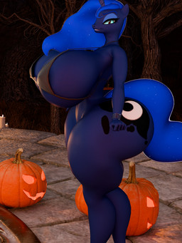 anthro big_breasts biped blue_body bottomless breasts clothed clothing detailed_background eyelashes female hair huge_breasts hyper hyper_breasts looking_at_viewer pupils side_view solo standing tail thick_thighs lucy_moon friendship_is_magic hasbro my_little_pony princess_luna_(mlp) equid equine mammal 3:4 3d_(artwork) absurd_res digital_media_(artwork) hi_res