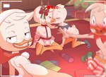 anthro blush camera_view christmas_tree clothed clothing eyes_closed female flat_chested french_kissing genitals group holidays inside kissing looking_at_viewer male partially_clothed penis plant pussy recording small_penis spin_the_bottle tree young young_anthro threek christmas disney ducktales ducktales_(2017) dewey_duck huey_duck louie_duck webby_vanderquack anatid anseriform avian bird duck brother_(lore) brothers_(lore) cousins_(lore) incest_(lore) sibling_(lore) triplets_(lore)