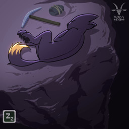 acting_like_a_cat anthro black_body black_fur black_pawpads canteen cliff digitigrade dipstick_tail falling fur game_ui high-angle_view logo markings monotone_body monotone_fur music nude nude_anthro pawpads pickaxe sleeping slim slim_anthro solo status_effect stretching surprised tail tail_markings text waking_up wounded yellow_sclera kozathegoat casualties:_unknown expie_(gunsawian) gunsawian 1:1 2026 2d_animation animated artist_logo artist_name cel_shading frame_by_frame shaded short_playtime sound video