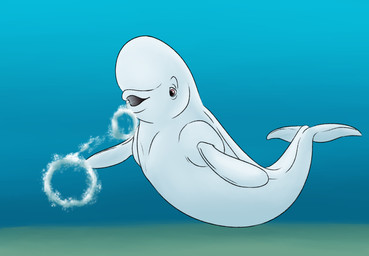 blowing blue_background brown_eyes bubble_ring feral male open_mouth simple_background solo tail underwater water white_body white_fin white_head white_tail macrolago disney finding_dory finding_nemo pixar bailey_(finding_dory) aquatic beluga cetacean mammal monodontid toothed_whale whale_tail_(disambiguation) 2024 hi_res