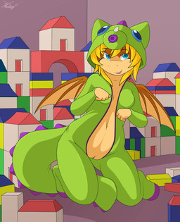 anthro block blonde_hair breasts brown_body brown_fur clothing costume dragon_costume female fur furry_wearing_fursuit fursuit genitals hair looking_at_viewer membrane_(anatomy) membranous_wings navel open_mouth solo tan_body tan_fur vulva wings helsy dust:_an_elysian_tail stela bat mammal nimbat digital_media_(artwork) hi_res shaded
