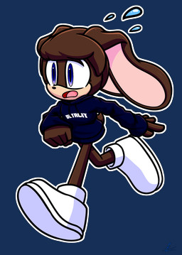 blue_clothing blue_eyes brown_body brown_fur brown_hair clothed clothing floppy_ears footwear fur hair male no_underwear panicking running shoes small_tail solo sweater tail topwear white_clothing white_footwear white_shoes xxkenthewolfxx sega sonic_the_hedgehog_(series) fan_character lagomorph leporid mammal rabbit absurd_res alpha_channel hi_res