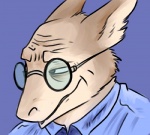 anthro clothing eyewear glasses male shirt solo topwear darth-kitsu george_costanza_reaction_face ishygddt seinfeld george_costanza mammal sergal low_res meme reaction_image