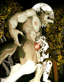 animal_genitalia animal_penis anthro anthro_on_anthro anthro_penetrated anthro_penetrating anthro_penetrating_anthro armpit_hair balls bdsm big_balls big_muscles big_pecs bodily_fluids body_hair bondage bound brown_body brown_fur canine_genitalia canine_penis chest_hair claws dominant drooling duo ear_piercing erection eyewear fangs fellatio floppy_ears forest full_moon fur genitals glasses humanoid_genitalia humanoid_penis knot knotted_penis larger_dom light male male/male male_penetrated male_penetrating male_penetrating_male markings moon moonlight multi_nipple muscular muscular_anthro muscular_male nipples oral pecs penetration penile penis piercing plant questionable_consent round_glasses saliva service_height sex size_difference smaller_penetrated spots spotted_body spotted_fur teeth tree whiskers white_body white_fur littleoliviern mythology oliviern_(character) canid canine canis dalmatian domestic_dog mammal mythological_canine mythological_creature werecanid werecanine werecreature werewolf wolf hi_res