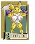 anthro breasts female genitals muscular muscular_female nipples nude pussy smile solo tail text el-loko bandai_namco digimon fallout microsoft vault_boy canid digimon_(species) mammal renamon absurd_res crossover english_text hi_res