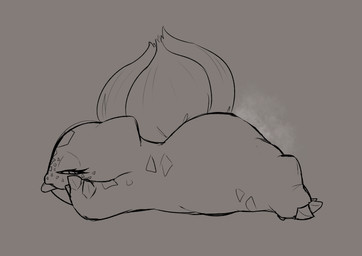 big_butt blep butt claws eyelashes feet female feral freckles long_eyelashes looking_back lying musk musky_butt on_front side_view slightly_chubby solo tongue tongue_out heyimflame nintendo pokemon bulbasaur generation_1_pokemon pokemon_(species) monochrome sketch