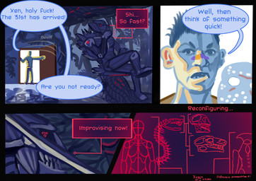 4_panel_comic >:( arm_markings biped_to_legless black_body black_sclera bone boom chair clothing color_coded color_coded_speech_bubble comic_panel costume dialogue door duo exclamation_point exoskeleton face_closeup female frown furniture gender_transformation glowing glowing_eyes glowing_markings glowing_symbol grey_wall hair halloween_costume hand_on_chin hand_on_leg hand_on_own_leg hand_on_own_thigh hand_on_thigh hockey_mask holidays humanoid_to_anthro inside interface leg_on_thigh machine male markings mask metallic_body motion_lines mtf_transformation on_chair onomatopoeia opening_door page_number panel_skew pose profanity pupils question_mark red_eyes red_markings sharp_teeth shoulder_markings silhouette sitting sitting_on_chair skeleton skull small_comic sound_effects speech_bubble spiky_hair sports_mask sportswear square_speech_bubble straight_hair symbol_on_shoulder synthetic_muscles teeth tendrils text thinker_pose thinking toothy_grin transformation tube unusual_pupils yellow_light xenthetechnomorph halloween xen_(xenthetechnomorph) human humanoid mammal robot robot_humanoid 2022 absurd_res comic dated digital_media_(artwork) digital_painting_(artwork) english_text first_page hi_res painting_(artwork) signature trans_(lore) trans_woman_(lore)