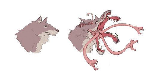 3_tongues ambiguous_gender black_sclera countershade_face countershade_fur countershade_neck countershading creepy fangs feral fur grey_background grey_eyes grey_pupils inner_ear_fluff looking_at_viewer mouth_closed multi_tongue nightmare_fuel open_mouth pupils side_view simple_background snout solo tan_body tan_countershading tan_fur tan_inner_ear tan_inner_ear_fluff teeth tongue tongue_mouth tuft whisker_spots happykaiju canid mammal monster 2025 colored digital_drawing_(artwork) digital_media_(artwork) headshot_portrait hi_res portrait