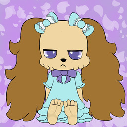 barefoot bow_tie clothed clothing crossdressing dress ears_down feet foot_focus front_view fully_clothed male pivoted_ears ribbons simple_background sitting solo ticklebunny jewelpet sanrio sega sega_fave io_(jewelpet) lagomorph leporid mammal rabbit 1:1 hi_res