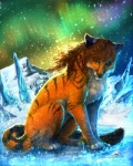 blue_eyes brown_hair claws detailed_background female feral fur hair ice night orange_body orange_fur paws sitting solo striped_body striped_fur stripes white_body white_fur araivis-edelveys araivis_edelveys_(character) felid hybrid liger lion mammal pantherine tiger 4:5