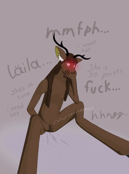 anthro antlers blush blush_lines bodily_fluids brown_body brown_fur brown_hair covering covering_mouth ejaculation empty_eyes female fur genital_fluids hair horn leaking long_hair looking_pleasured masturbation onomatopoeia orgasm pussy_juice_leaking sex_toy simple_background sitting solo sound_effects text text_in_background vaginal_fluid_splatter vaginal_fluids vaginal_squirting vibrator bird_at_night aethelia_molothy deer mammal digital_drawing_(artwork) digital_media_(artwork) hi_res