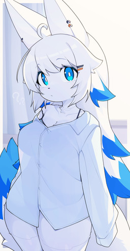 anthro bangs biped breasts clothed clothed_anthro clothed_female clothing female female_anthro front_view fur hair looking_at_viewer short_hair solo standing tail three-quarter_view devil-vox bella_(devil-vox) canid canine mammal 2025 absurd_res blue_theme cool_colors digital_drawing_(artwork) digital_media_(artwork) hi_res portrait shaded soft_shading three-quarter_portrait