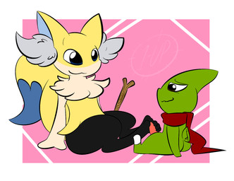 3_toes anthro brown_eyes clothing duo erection feet foot_fetish foot_play footjob genitals handjob hindpaw male paws penile penis scarf semi-anthro sex simple_background stick toes two-footed_footjob thefablednekos nintendo pokemon jay_(thefablednekos) braixen canid canine generation_2_pokemon generation_6_pokemon larvitar mammal pokemon_(species) 2015 character_request digital_media_(artwork) signature
