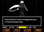 1_arm 5_fingers anthro armor black_background boots cape clothed clothing fingers footwear front_view fully_clothed gameplay_mechanics gui health_bar hook humanoid_hands male melee_weapon prosthetic prosthetic_limb serious serious_face shoes simple_background solo spikes spikes_(anatomy) standing sword text weapon the_urge_within haa undertale undertale_(series) kevrok_(the_urge_within) lizard reptile scalie 2016 animated english_text short_playtime