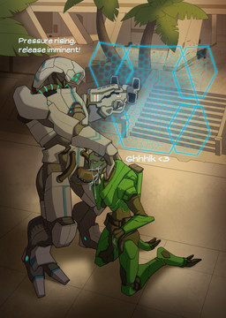 anthro armor asphyxiation blue_tongue bodily_fluids bodypaint choking choking_on_penis clothed clothing cum deep_throat dialogue duo enemies erection face_paint fellatio female female_penetrated genital_fluids genitals gun holding_object kneeling machine machine_gun male male/female male_penetrating male_penetrating_female not_furry open_mouth oral oral_penetration orgasm penetration penile penis penis_in_mouth ranged_weapon robophilia sex shield silhouette size_difference tattoo teeth text tongue vulva weapon redgreendied bioware electronic_arts mass_effect caetillia_sullianus unit_318 alien alien_humanoid geth geth_juggernaut human humanoid mammal robot turian absurd_res digital_media_(artwork) english_text hi_res