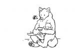 4_toes anthro canid canine canis claws comfortable dialogue duo electronics eyes_closed feet fluffy game_console head_on_chest holding_object human human_on_anthro interspecies male male/male male_on_anthro mammal monochrome musical_note mythological_canine mythological_creature mythology nintendo nintendo_ds nintendo_ds_family pawpads pictographics romantic romantic_couple sitting size_difference sleeping snazzapplesweet toes were werecanid werecanine werewolf wolf
