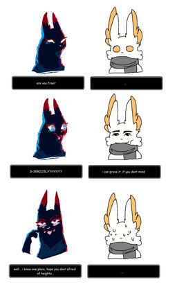 anthro bodily_fluids ellipsis female male semi-anthro simple_background sweat sweatdrop text text_box white_background white_body owl_howl rain_world roblox_man_face videocult inv_(rain_world) slugcat absurd_res english_text hi_res