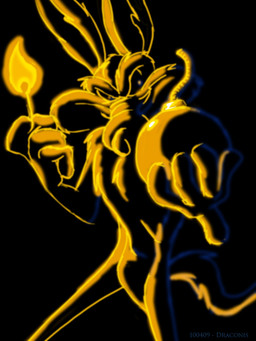 4_fingers abstract_background anthro arm_tuft athletic athletic_anthro athletic_male belly biped bomb casual_nudity chest_tuft curling_tail dark darkness dramatic_lighting elbow_tuft explosives eyebrows finger_tuft fingers fire grin grinning_at_viewer head_tuft holding_bomb holding_matchstick humanoid_hands light lit_match male matchstick mischievous mischievous_smile nude pecs raised_eyebrow raised_finger ribs shoulder_tuft skinny smile smiling_at_viewer smirk smirking_at_viewer solo tail text toony tuft stevethedragon looney_tunes warner_brothers wile_e._coyote canid canine canis coyote mammal 2010 3:4 artist_name colored dated detailed digital_drawing_(artwork) digital_media_(artwork) high_contrast krita_(artwork) lighting shaded
