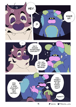 anthro clothing dialogue duo fangs footwear fur male orange_body orange_fur pecs purple_eyelids purple_nose socks speech_bubble teeth text touching_foot waking_up yellow_sclera ventesthefloof barry_(ventesthefloof) animate_inanimate felid mammal monster pantherine tiger absurd_res comic english_text hi_res multiple_scenes