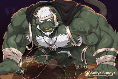 all_fours anthro anthro_on_anthro anthro_penetrated anthro_penetrating anthro_penetrating_anthro balls bandage beard biceps body_hair chest_hair chest_tuft claws deltoids doggystyle duo facial_hair finger_claws from_behind_position fur genitals green_body green_fur grin hair inner_ear_fluff larger_male male male/male male_penetrated male_penetrating male_penetrating_male mummy_wrappings muscular muscular_anthro muscular_male nipples on_ground patreon_logo pecs penetration penile penile_penetration pubes sex size_difference smaller_male smaller_penetrated smile solo_focus tail text toe_claws translucent translucent_body tuft vein veiny_muscles whiskers white_hair wraps wrist_wraps yellow_claws sollyz patreon wediz_(sollyz) canid canine felid mammal pantherine 2025 3:2 censored mosaic_censorship url