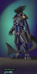 4_fingers armor black_body black_fur digitigrade fingers fur shark_tail simple_background solo text urdak dizrahk_(artist) doom_(series) id_software microsoft quoma hybrid manokit 1:2 absurd_res hi_res url