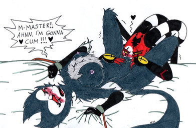 anthro anthro_on_anthro beak blue_body blue_feathers blush bodily_fluids breasts clothed clothing crossgender crying cunnilingus dialogue dominant dominant_male duo feathers female fluffy fluffy_tail fur grey_body grey_fur horn interspecies looking_pleasured male male/female mature_female multicolored_body multicolored_fur nipples open_mouth oral red_body red_eyes restrained sex simple_background submissive submissive_female tail tears tears_of_joy text thick_thighs two_tone_body two_tone_fur vaginal white_background white_body skeleslay hellaverse helluva_boss blitzo_(helluva_boss) stolas_(helluva_boss) avian bird demon imp owl english_text hi_res traditional_media_(artwork)