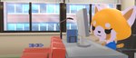 annoyed anthro book chair city cityscape computer electronics female folder furniture office office_chair short_stack sitting_on_book sofa solo s1m0n aggretsuko blender_eevee sanrio retsuko ailurid mammal red_panda 3d_(artwork) blender_(artwork) digital_media_(artwork) hi_res