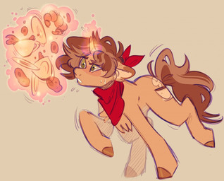 bread brown_body brown_eyes brown_fur brown_hair container croissant cup cutie_mark feral food fur hair hooves horn male motion_lines pastry plate simple_background solo tail telekinesis bileshroom hasbro my_little_pony fan_character equid equine horse mammal pony 2019