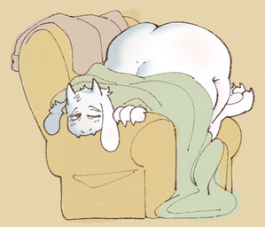 2_horns anthro ass_up back_dimples big_butt butt chair claws feet female female_anthro finger_claws fur furniture head_tuft horn huge_butt lying mature_anthro mature_female nude nude_anthro nude_female on_chair on_front one_eye_closed simple_background solo tan_background toe_claws toes tuft under_covers white_body white_fur wide_hips leonbutternoodl deltarune undertale_(series) chairiel toriel bovid caprine goat mammal 2026 digital_drawing_(artwork) digital_media_(artwork)
