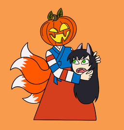 asian_clothing black_ears black_hair clothed clothed_female clothed_humanoid clothing detachable detachable_head dipstick_tail east_asian_clothing female female_humanoid food for_a_head fox_tail fruit hair hanbok holidays jack-o'-lantern korean_clothing markings multi_tail orange_background orange_tail plant pumpkin pumpkin_head simple_background solo tail tail_markings zal-cryptid asian_mythology east_asian_mythology european_mythology halloween irish_mythology korean_mythology mythology scp_foundation scp-953 animal_humanoid canid canid_humanoid canine canine_humanoid dullahan fox_humanoid humanoid kumiho mammal mammal_humanoid mythological_canine mythological_creature mythological_fox object_head tailed_humanoid 2024