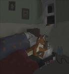 alarm_clock anthro bed bedding bedroom blanket bottle clock clothed clothing coffee_mug computer container detailed_background dipstick_ears duo ear_markings electronics female fur furniture green_eyes grey_body grey_fur inside laptop light lying male multicolored_ears on_bed on_side orange_body orange_fur purple_eyes tissue topless under_covers water_bottle window anothercolouranon ciwi disney zootopia judy_hopps nick_wilde canid canine fox lagomorph leporid mammal rabbit red_fox true_fox colored hi_res