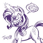 brain evil_grin female fire horn open_mouth open_smile organs sharp_teeth smile solo teeth x_eyes jowybean friendship_is_magic hasbro my_little_pony mythology rarity_(mlp) equid equine mammal mythological_creature mythological_equine unicorn absurd_res hi_res monochrome