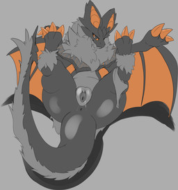 anus bat_wings biped claws clitoris clothing digitigrade female feral fur genitals humanoid_genitalia humanoid_genitalia_on_feral humanoid_vulva humanoid_vulva_on_feral lying membrane_(anatomy) membranous_wings multicolored_body multicolored_fur on_back orange_claws orange_ears orange_membrane panties shawl simple_background spiked_ears spread_vulva spreading tail tail_fluff underwear vulva winged_arms wings sallandril european_mythology mythology nintendo pokemon dekard_(overgrown_lizards) dragon generation_6_pokemon mythological_creature mythological_scalie noivern pokemon_(species) scalie western_dragon wyvern hi_res monochrome