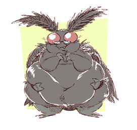 4_arms ambiguous_gender antennae_(anatomy) anthro belly belly_grab belly_overhang belly_squish big_belly black_body black_fur black_wings chubby_cheeks eyewear fangs fur glasses multi_arm multi_limb navel nude obese obese_anthro overweight overweight_anthro pince-nez red_eyes simple_background smile solo squish teeth thick_thighs wings oshyfriend look_outside phillippe_(look_outside) arthropod insect lepidopteran moth 2025