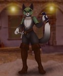 anthro boots clothing female footwear high_heeled_boots high_heels legwear mask melee_weapon pose shoes solo sword thigh_boots thigh_highs weapon rahir dreamworks puss_in_boots_(franchise) kitty_softpaws domestic_cat felid feline felis mammal 5:6 digital_media_(artwork) hi_res