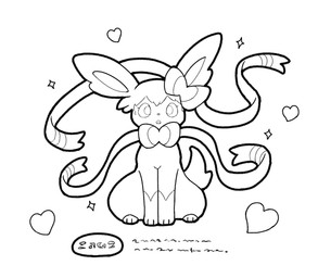 ambiguous_gender bodily_fluids colored_pencil_(object) coloring_book coloring_page feral flattened fur heart_symbol implied_transformation inanimate_transformation paper pencil_(object) simple_background sitting solo sweat tail tendrils transformation kareha_21909 nintendo pokemon eeveelution generation_6_pokemon pokemon_(species) sylveon black_and_white hi_res monochrome