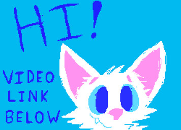 ambiguous_gender blue_background blue_text fangs fur looking_at_viewer pink_nose simple_background smile solo teeth text white_body white_ears white_fur demensa canid canine canis domestic_dog mammal 2019 digital_media_(artwork) headshot_portrait pixel_(artwork) portrait