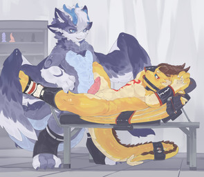 andromorph anthro bdsm duo fur genitals horn intersex kemono male mostly_nude penis vulva wings nortacus_dx19 mythology dragon furred_dragon furred_scalie mythological_creature mythological_scalie scalie hi_res