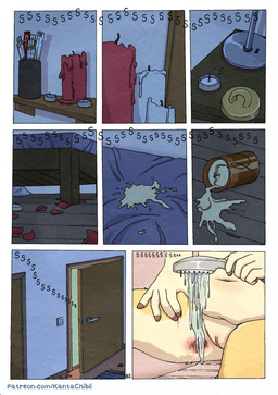 5_fingers aftercare anthro bathroom bedroom burn burn_mark burnt candle female fingers fur genitals humanoid_hands night nude nude_anthro nude_female page_number solo spilled_wax tan_body tan_fur text vulva water wax kantachibli clover_(kantachibli) bovid bovine cattle mammal comic english_text hi_res url