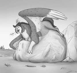 anthro anthro_prey beak belly big_belly burping castle female feral feral_pred fully_inside group hooves lance larger_pred male male_pred melee_weapon polearm princess rock royalty shield size_difference smaller_pred unseen_prey vore weapon wings thatgryphonguy european_mythology greek_mythology mythology diego_(thatgryphonguy) avian dragon equid equine gryphon hippogriff horse mammal mythological_avian mythological_creature mythological_scalie scalie greyscale hi_res monochrome