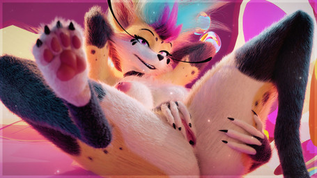 4_arms 4_fingers anthro areola black_body black_choker black_claws black_fur black_jewelry black_necklace blue_hair breasts butt choker claws clitoris digitigrade eyelashes female fingers fluffy fur genitals hair hands_behind_head inner_ear_fluff jewelry long_eyelashes looking_at_viewer lying medium_breasts multi_arm multi_limb necklace nipples nude nude_anthro nude_female on_back pawpads paws pink_eyes presenting presenting_vulva raised_leg smile smiling_at_viewer solo spread_legs spreading tuft vulva yellow_body yellow_fur springycharna furromantic_(modeler) hellaverse helluva_boss mythology queen_bee-lzebub_(helluva_boss) canid canid_demon canine demon hellhound mammal mythological_canine mythological_creature 16:9 3d_(artwork) 4k absurd_res digital_media_(artwork) hi_res widescreen