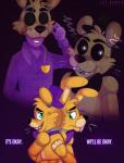 bow_(feature) bow_tie glowing glowing_eyes group machine toy-bonnie five_nights_at_freddy's five_nights_at_freddy's_3 five_nights_at_freddy's_4 scottgames fredbear_(fnaf) golden_freddy_(fnaf) purple_man_(fnaf) spring_bonnie_(fnaf) william_afton_(fnaf) animatronic bear human lagomorph leporid mammal rabbit robot 2019 hi_res