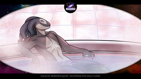 animal_genitalia anthro bath bedroom_eyes genital_slit genitals male narrowed_eyes penis seductive solo galacticmonsterquest galactic_monster_quest alien aquatic cetacean mammal monster 16:9 widescreen
