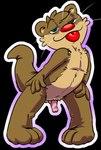 anthro blep genitals male penis solo tail tongue tongue_out whiskers ev1lp1nk1 jamie_bun_(artist) mammal mustelid otter alpha_channel hi_res