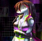 abstract_background anthro clothed clothing female green_eyes hair multicolored_hair simple_background solo two_tone_hair kaivolate lapfox_trax mayhem_(renard) fish marine shark