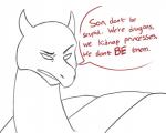 ambiguous_gender comic dialogue dragon english_text feral line_art monochrome mythological_creature mythological_scalie mythology scalie simple_background sketch solo son_(lore) stacey_lenaghan text