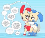 after_kiss anthro anthro_on_anthro big_diaper biped black_eyebrows black_nose black_sclera black_text blue_background blue_clothing blue_ears blue_footwear blue_markings blue_shirt blue_shoes blue_tail blue_topwear bodily_fluids brown_text clothed clothed_anthro clothed_female clothing dialogue diaper diaper_cover diaper_cover_down duo ears_down eyebrows eyelashes facial_markings feces female female/female female_anthro fingers flustered footwear fur furgonomic_diaper furgonomics groan hand_holding head_markings humiliation interlocked_fingers interspecies leaning leaning_forward looking_back markings multicolored_body multicolored_clothing multicolored_ears multicolored_footwear multicolored_fur multicolored_shirt multicolored_shoes multicolored_topwear onomatopoeia open_mouth pattern_diaper pink_tongue pivoted_ears plantigrade pokeball_diaper pokeball_print pooping red_body red_clothing red_ears red_footwear red_fur red_markings red_shirt red_shoes red_tail red_topwear saliva saliva_string shirt shoes short_sleeves simple_background socks soiled_diaper soiling soiling_diaper sound_effects speech_bubble standing stuttering sweat tail talking_to_another talking_to_partner text tongue tongue_out topwear two_tone_body two_tone_clothing two_tone_ears two_tone_footwear two_tone_fur two_tone_shirt two_tone_shoes two_tone_tail two_tone_topwear unclean_diaper used_diaper wearing_diaper white_clothing white_eyes white_footwear white_shirt white_shoes white_socks white_topwear yellow_body yellow_ears yellow_fur yellow_tail baggashame nintendo pokemon mimi_(baggashame) pipi_(baggashame) generation_3_pokemon mammal minun plusle pokemon_(species) rodent 2025 english_text hi_res